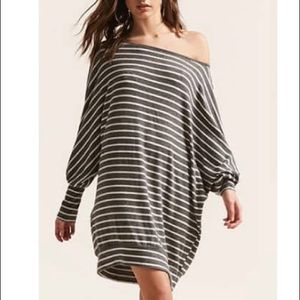 NWT Gray and White Striped Oversized Sweater Dress